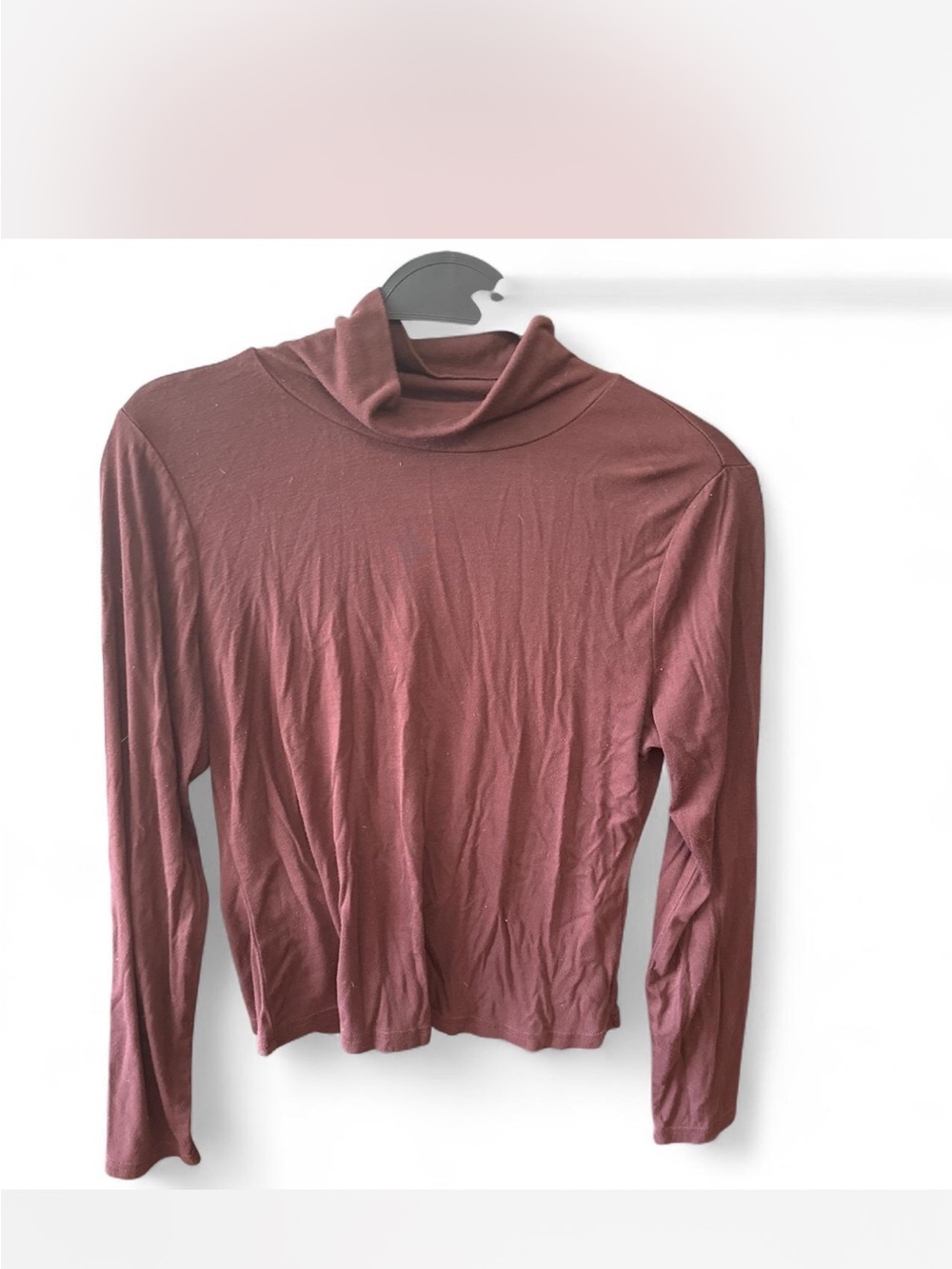 Brown Long-Sleeve Mock Neck Top